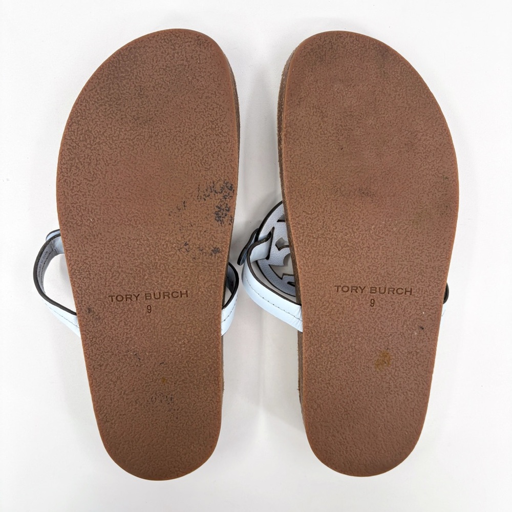 TORY BURCH Miller Cloud Leather Cork Sandals in Crisp Blue US 9 - Picture 11 of 13